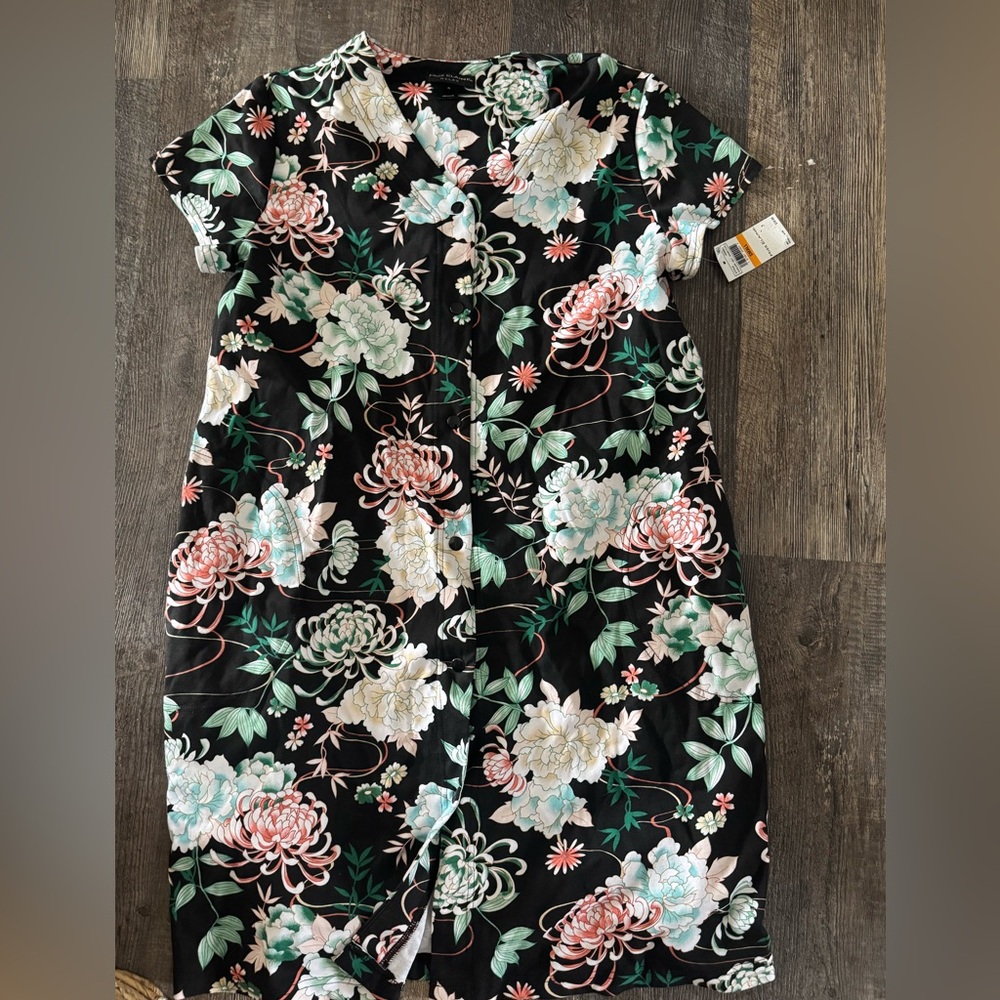 $78 Miss Elaine Women's Short-Sleeve Floral Snap Robe Pajama sleep small - Picture 3 of 7